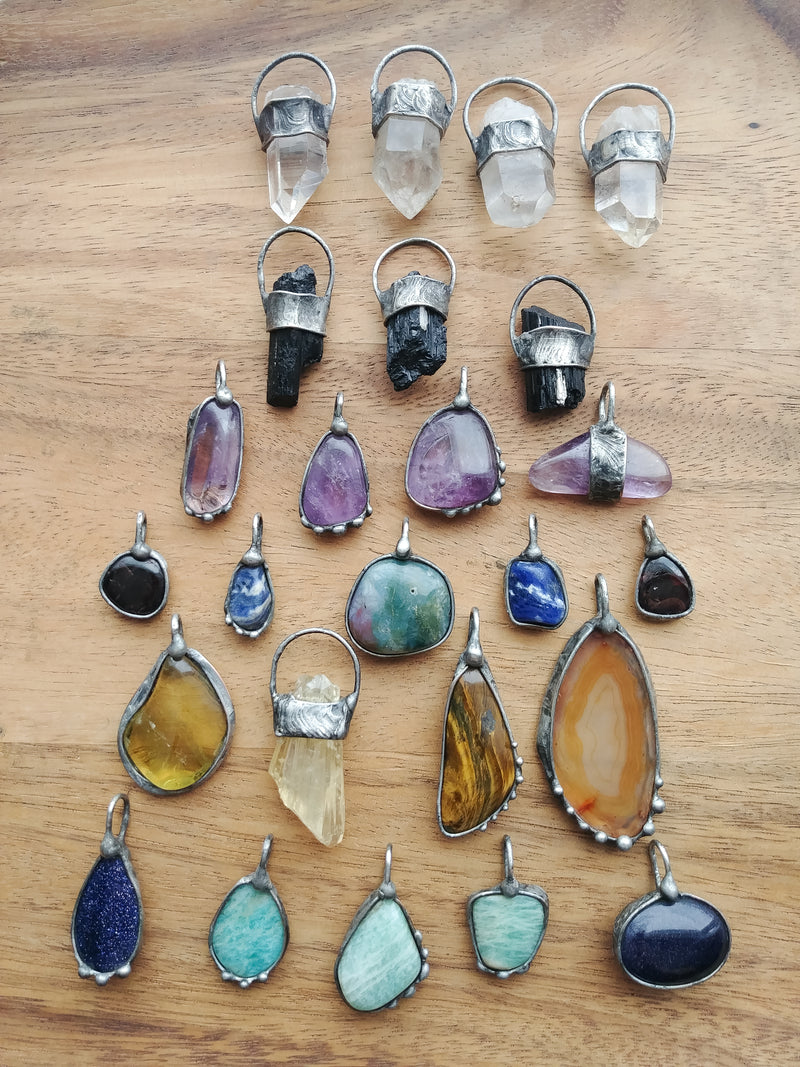 raw crystal pendants