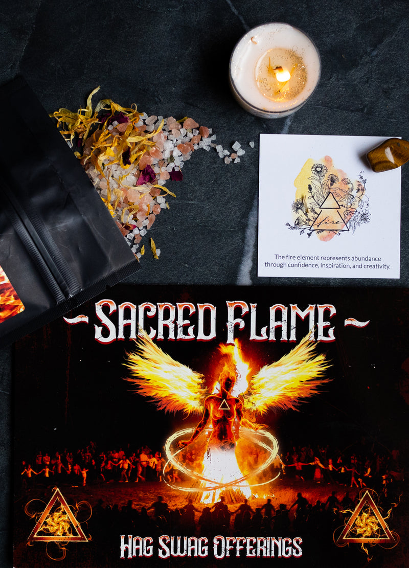 fire element intention candle and bath soak for hag swag sacred flame subscription box