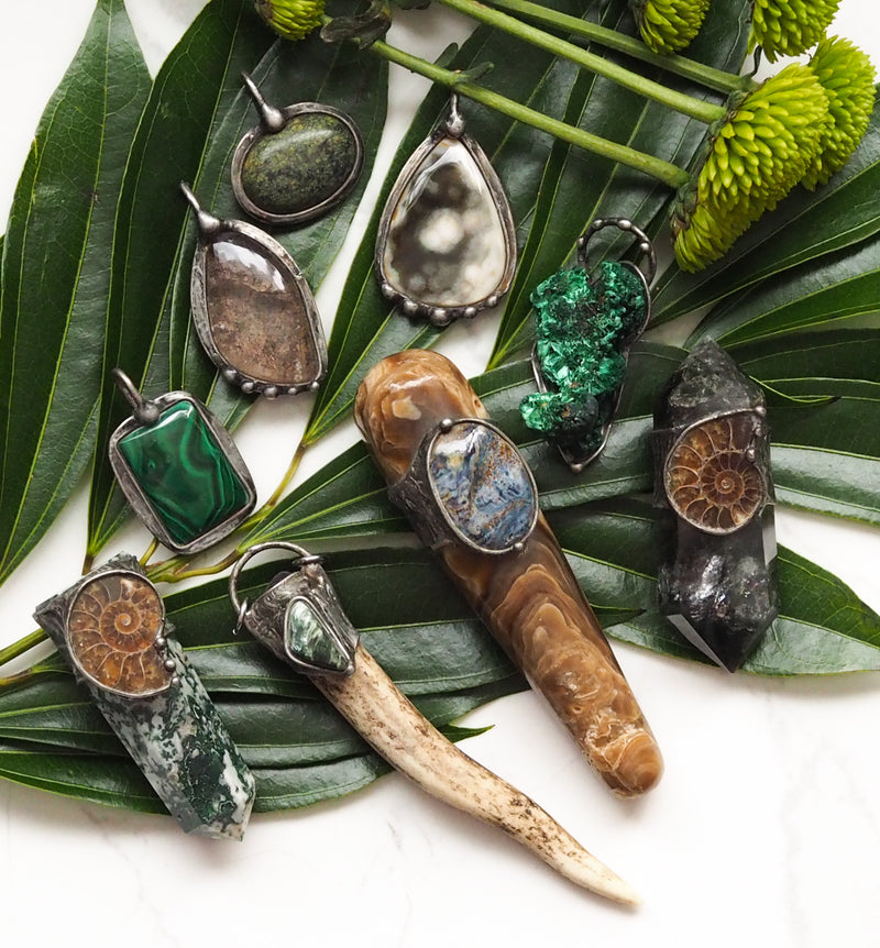 new secret garden crystal talismans: healing crystal jewelry and wands for regeneration, stability and growth
