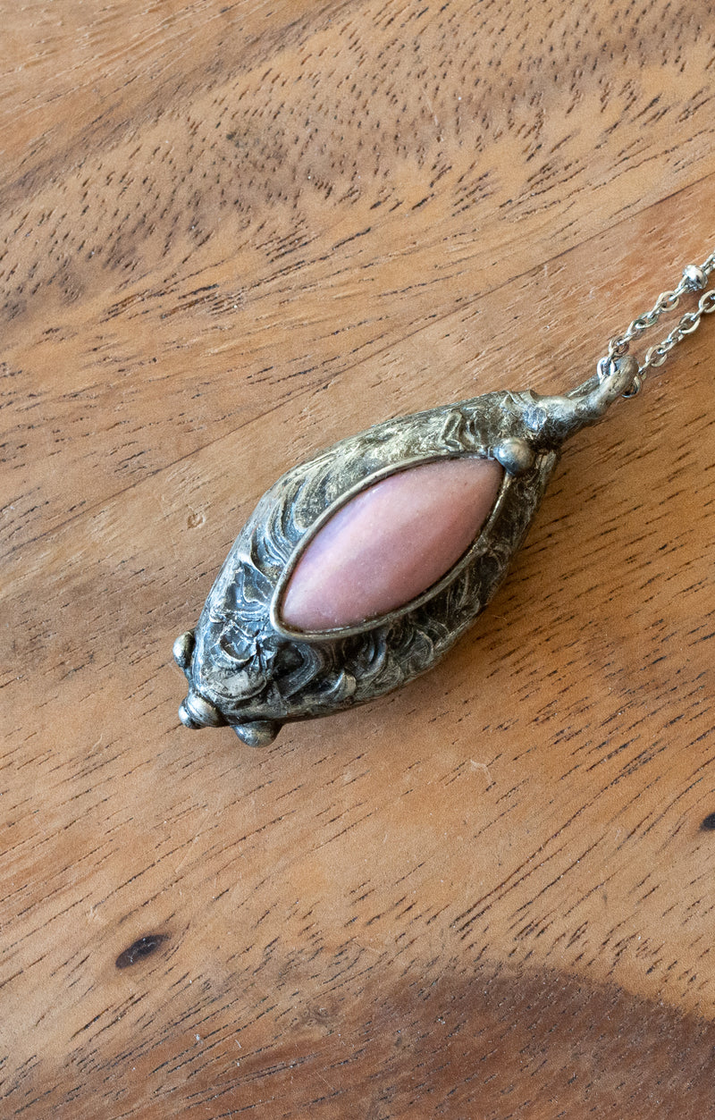 pink pastel opal talisman crystal gemstone necklace