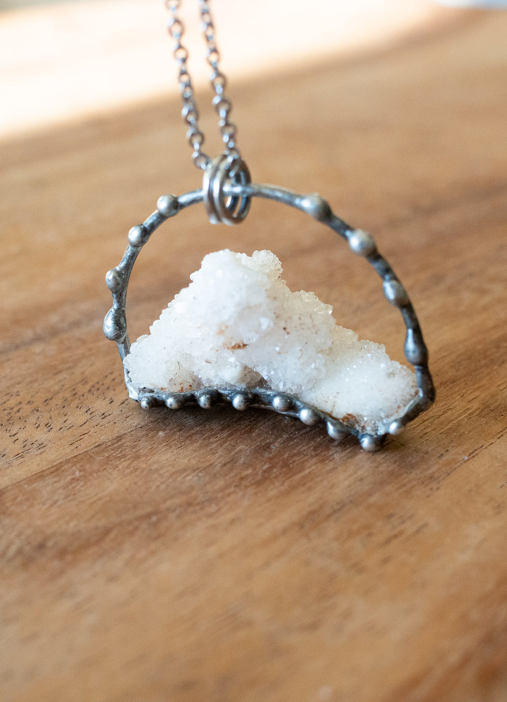 white sparkly spirit quartz raw gemstone crystal talisman necklace