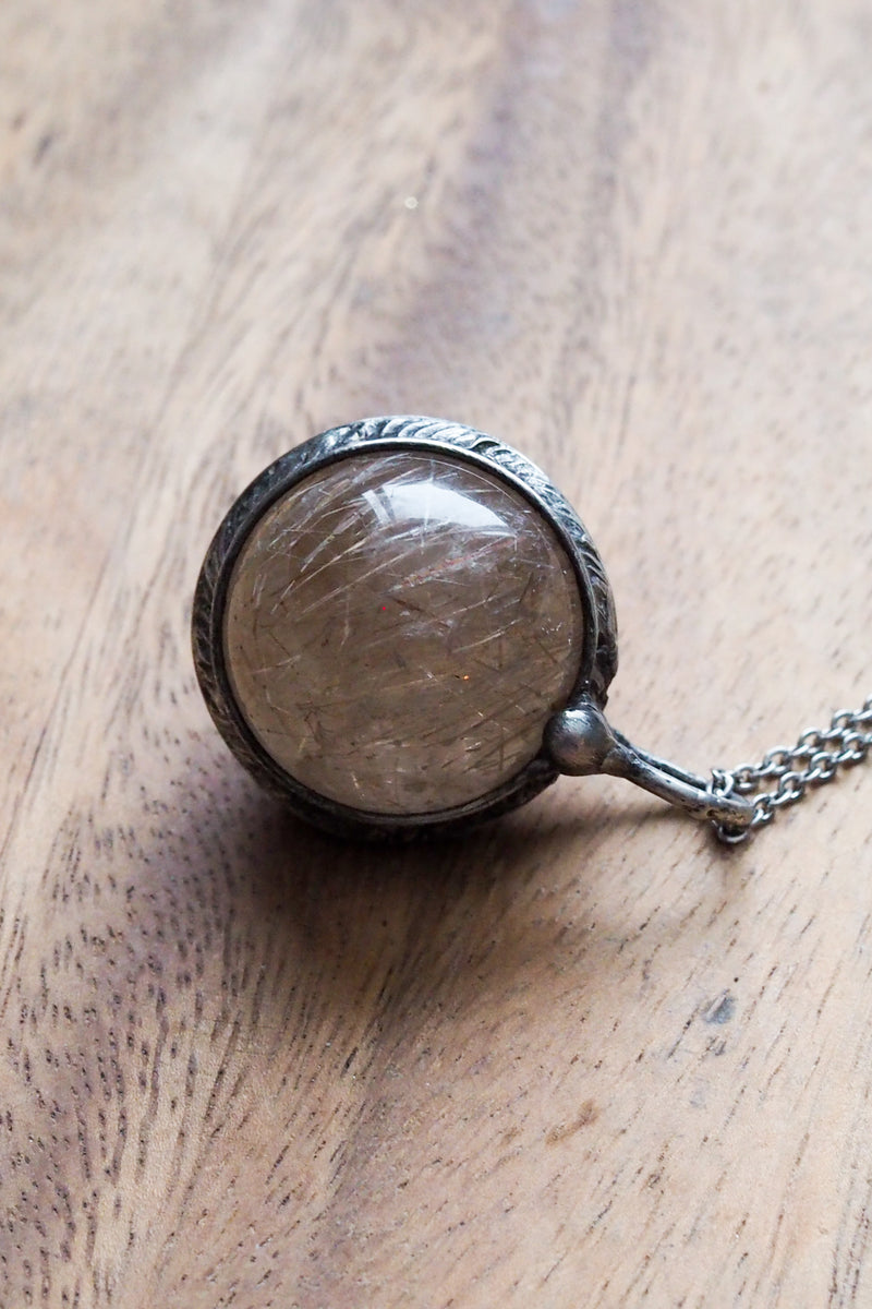 rustic chunky crystal orb layering talisman necklace