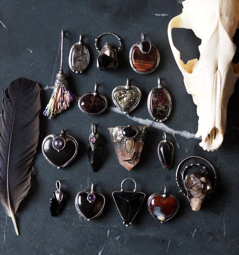 dark goddess healing crystal talisman necklaces for embracing the shadow self