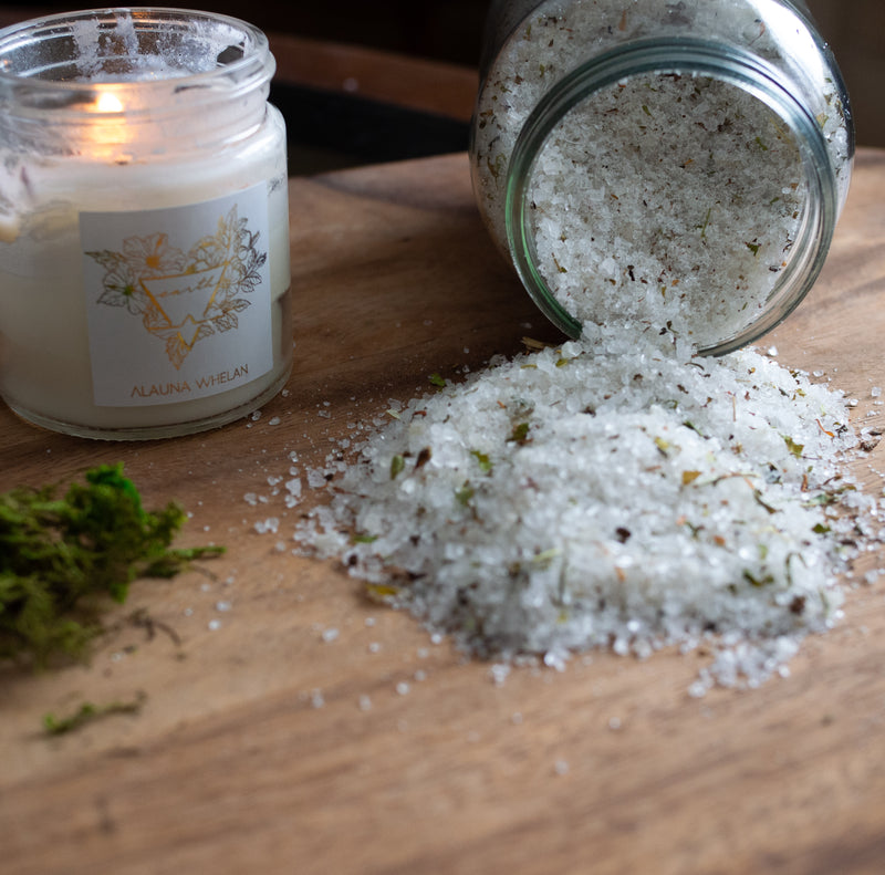 forest bathing salts and candle