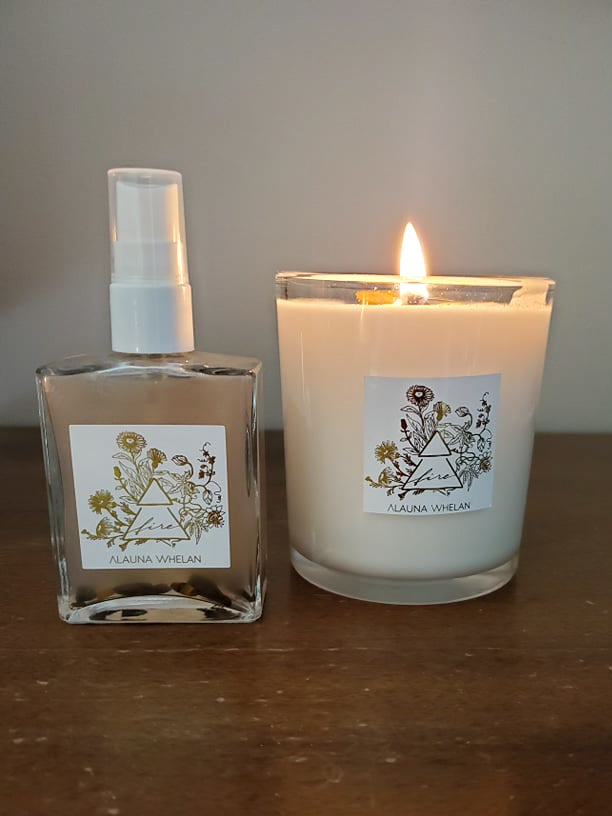 luxury soy candle and ritual mist for fire signs