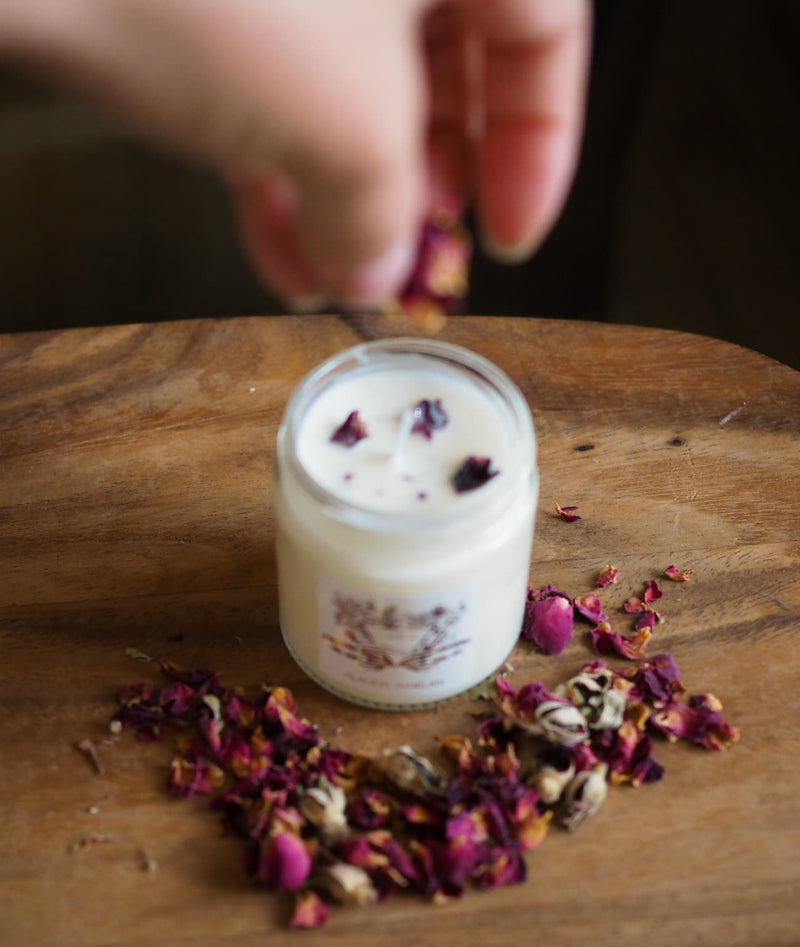 rose petals on the water femininity soy intention candle