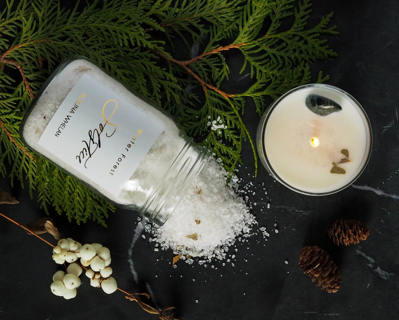 winter solstice bath salts and ritual candle