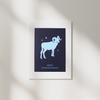 aries zodiac astrology print in white frame