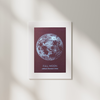 rust full moon lunar print in white frame