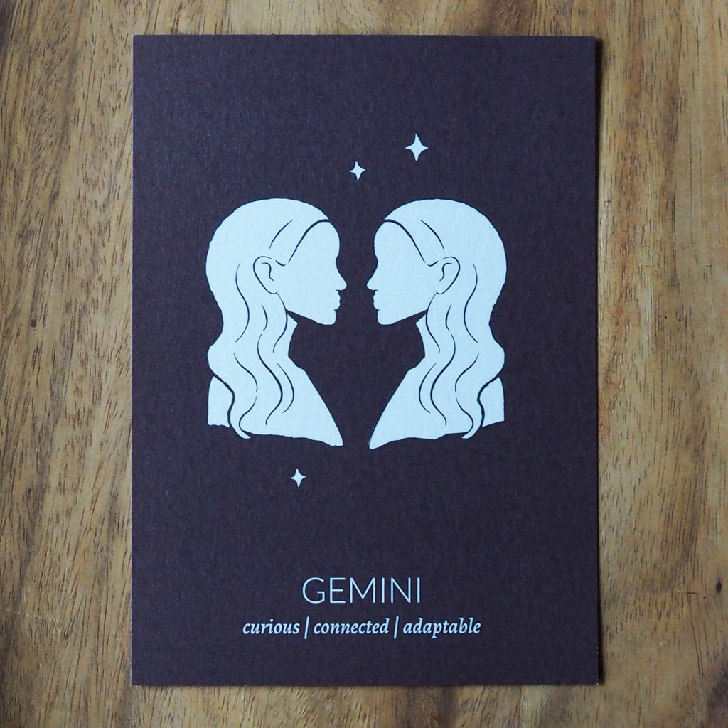gemini  zodiac astrology print on wooden background