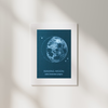 green waxing moon lunar phase print in white frame