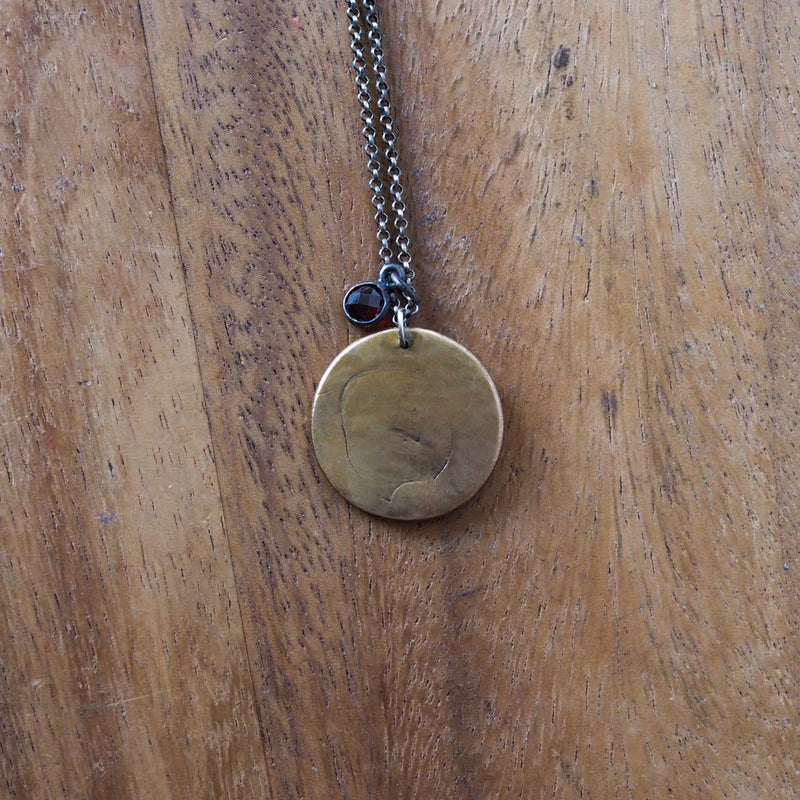 back of bronze earth sign layering talisman necklace