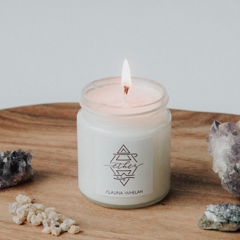 soy ether element crystal infused intention candle