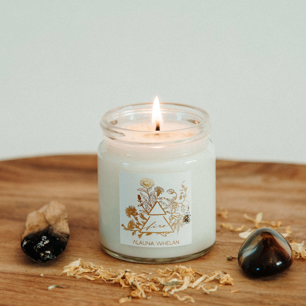 soy fire element crystal infused intention candle