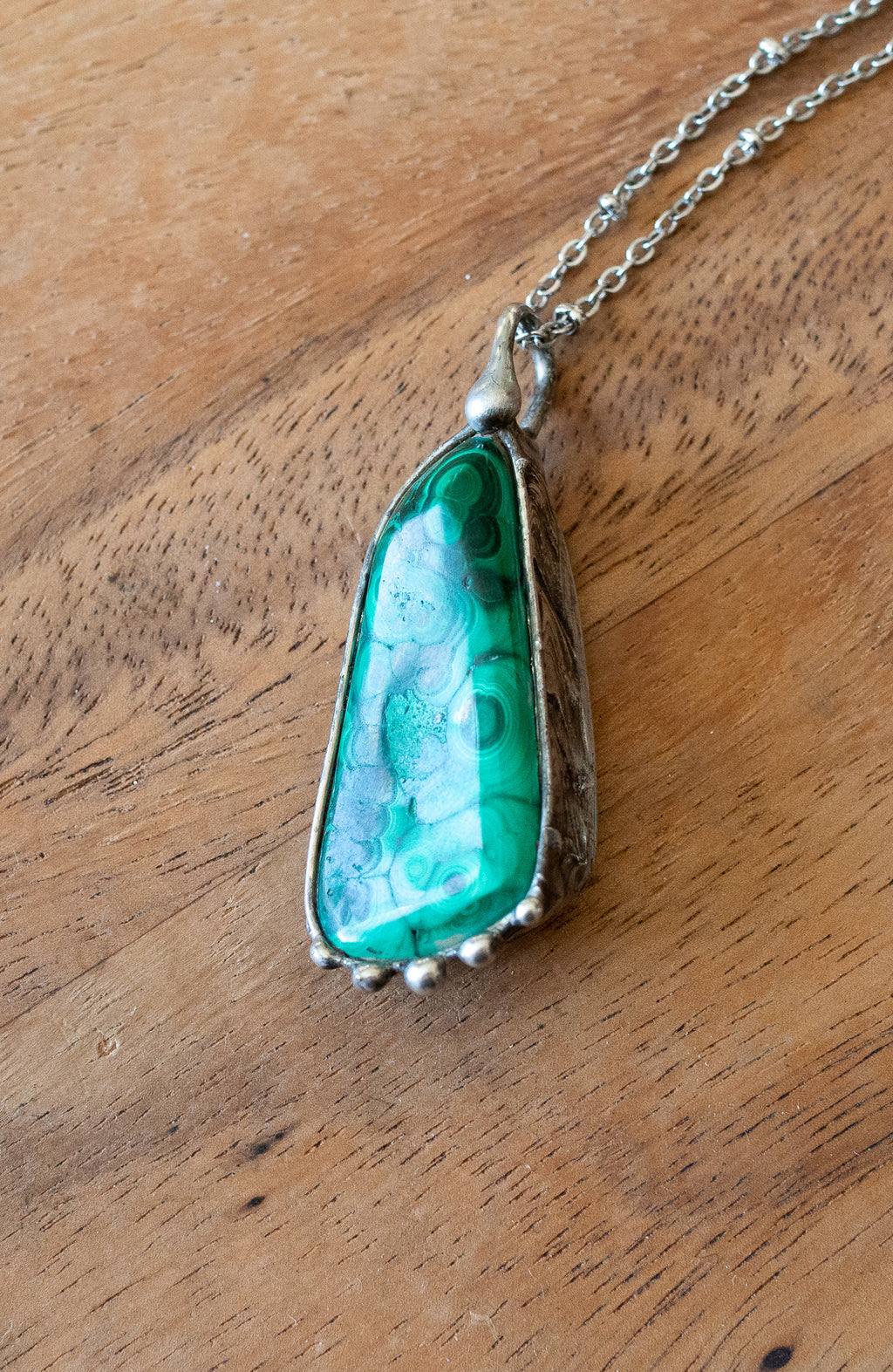 brilliant green malachite talisman crystal necklace