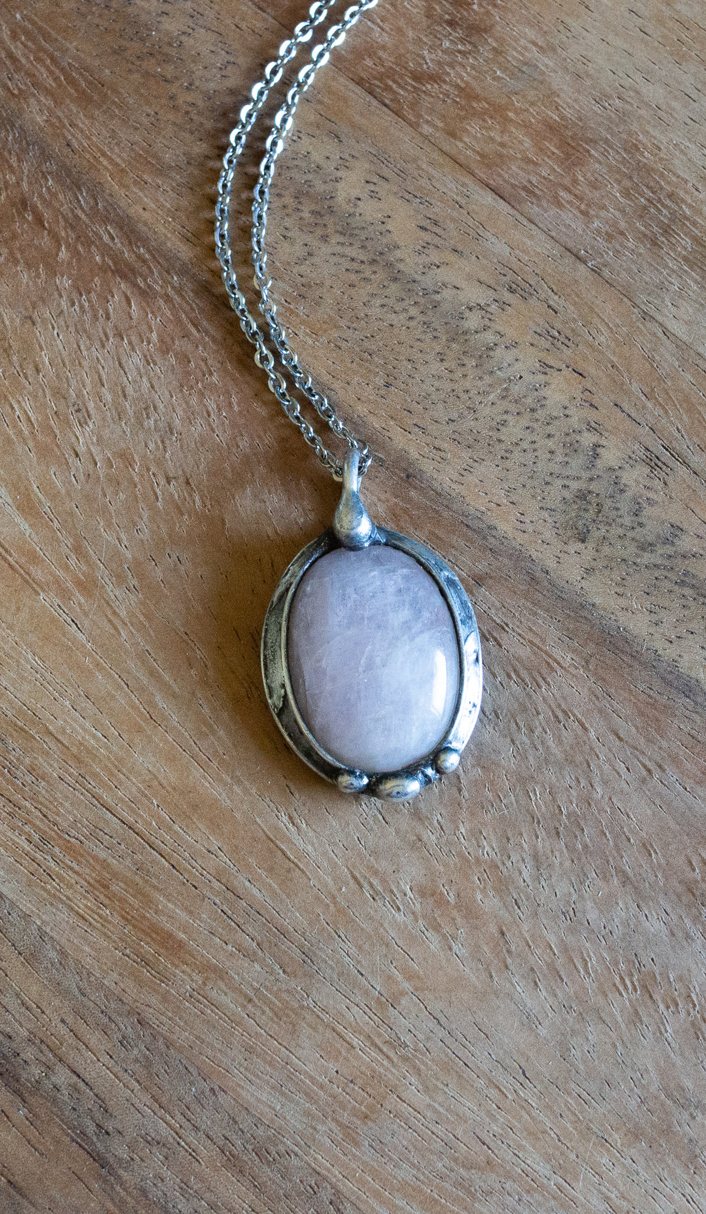 light pink rose quartz gemstone talisman necklace