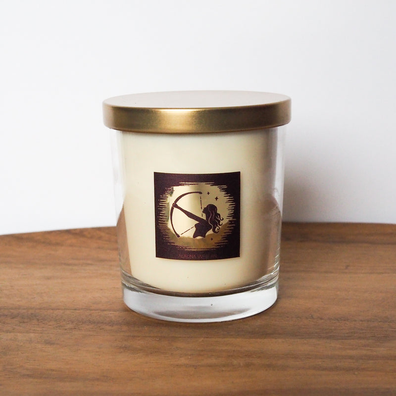 luxury sagittarius zodiac crystal infused intention candle