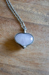 light pink rose quartz heart gemstone talisman necklace
