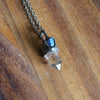 clear and blue healing crystal talisman necklace odenba